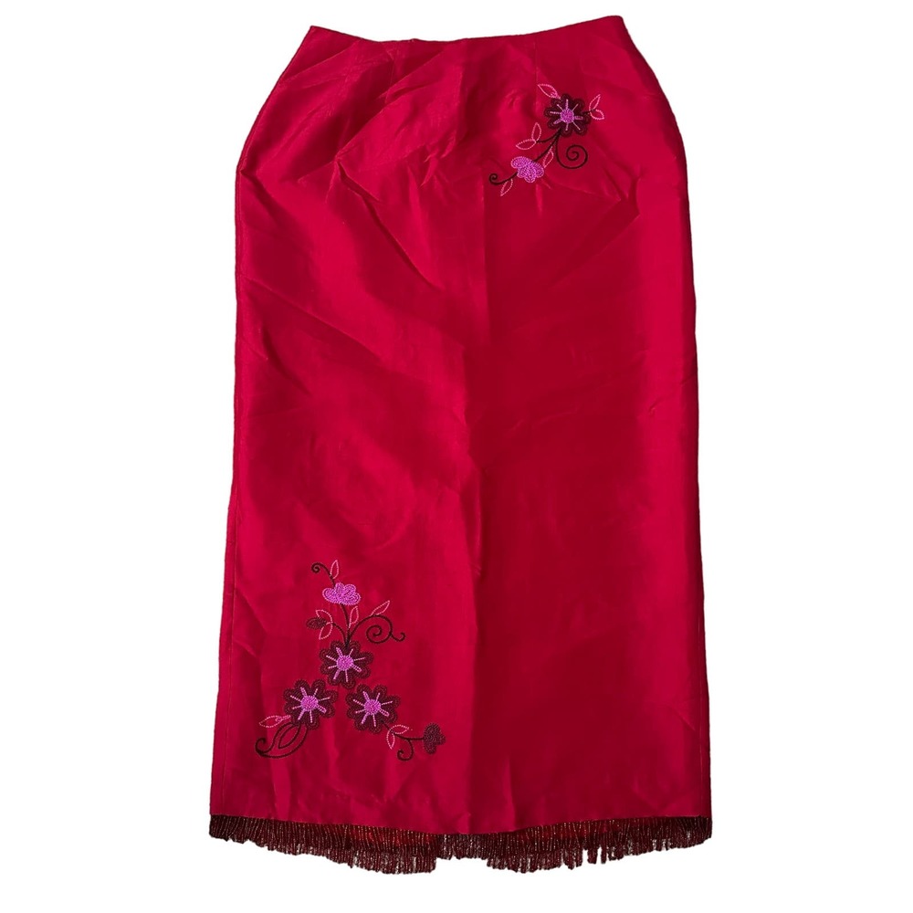 Elegant Red Embroidered Skirt